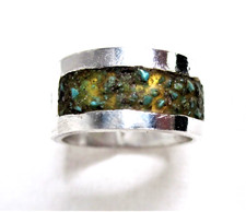 Sterling Silver  Turquoise Handmade Southwest Style Band Ring -Sz 7.25