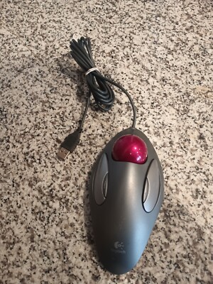 Logitech T-BC21トラックボール グレー 赤ボール NEW T-BC21 Logitech Trackman Marble Mouse USB Wired 4-button