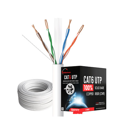 CAT6 500ft White ETL CMR 23 AWG Solid Copper Ethernet Network Cable