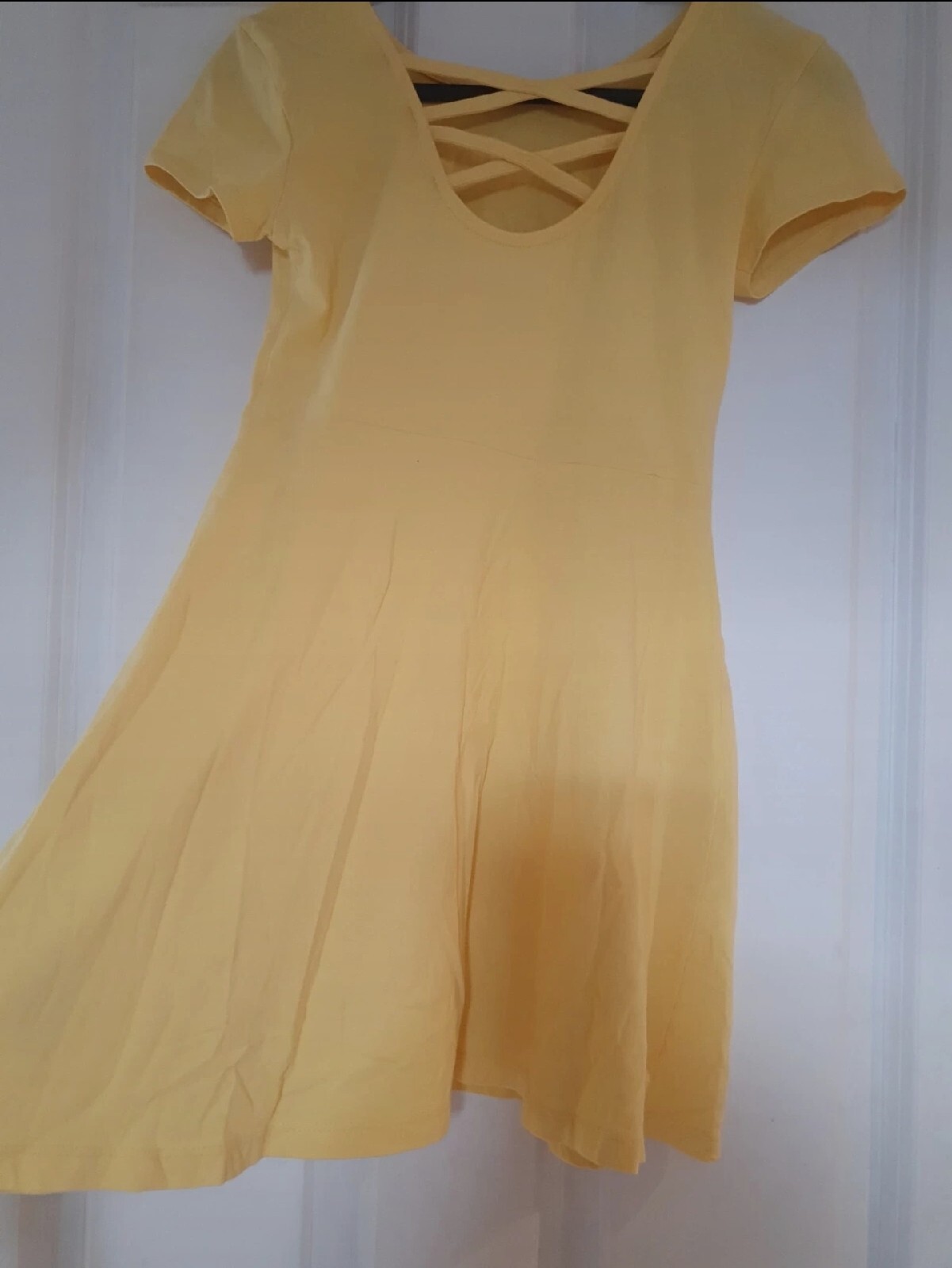 Summer Skater Sporty Mini Dress Holiday Bright Yellow Casual Dress Xxs-xs 