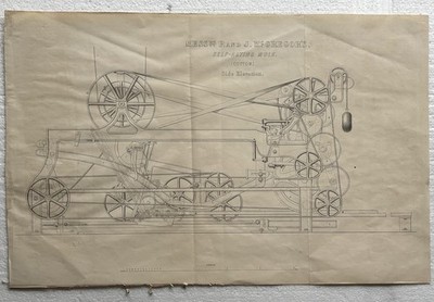 Antike technische Bauplan Baumwollspinnmaschine McGregor s Mule 19. Jh.