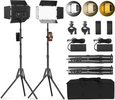 2Pack LED Video Light Panel with Barn Door 12.6in Bi Color 280 Bead... 