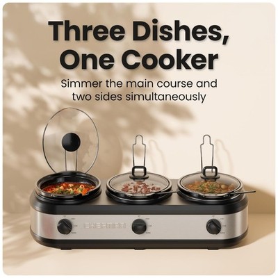 Triple Slow Cooker Set, 7.5-Quart Capacity