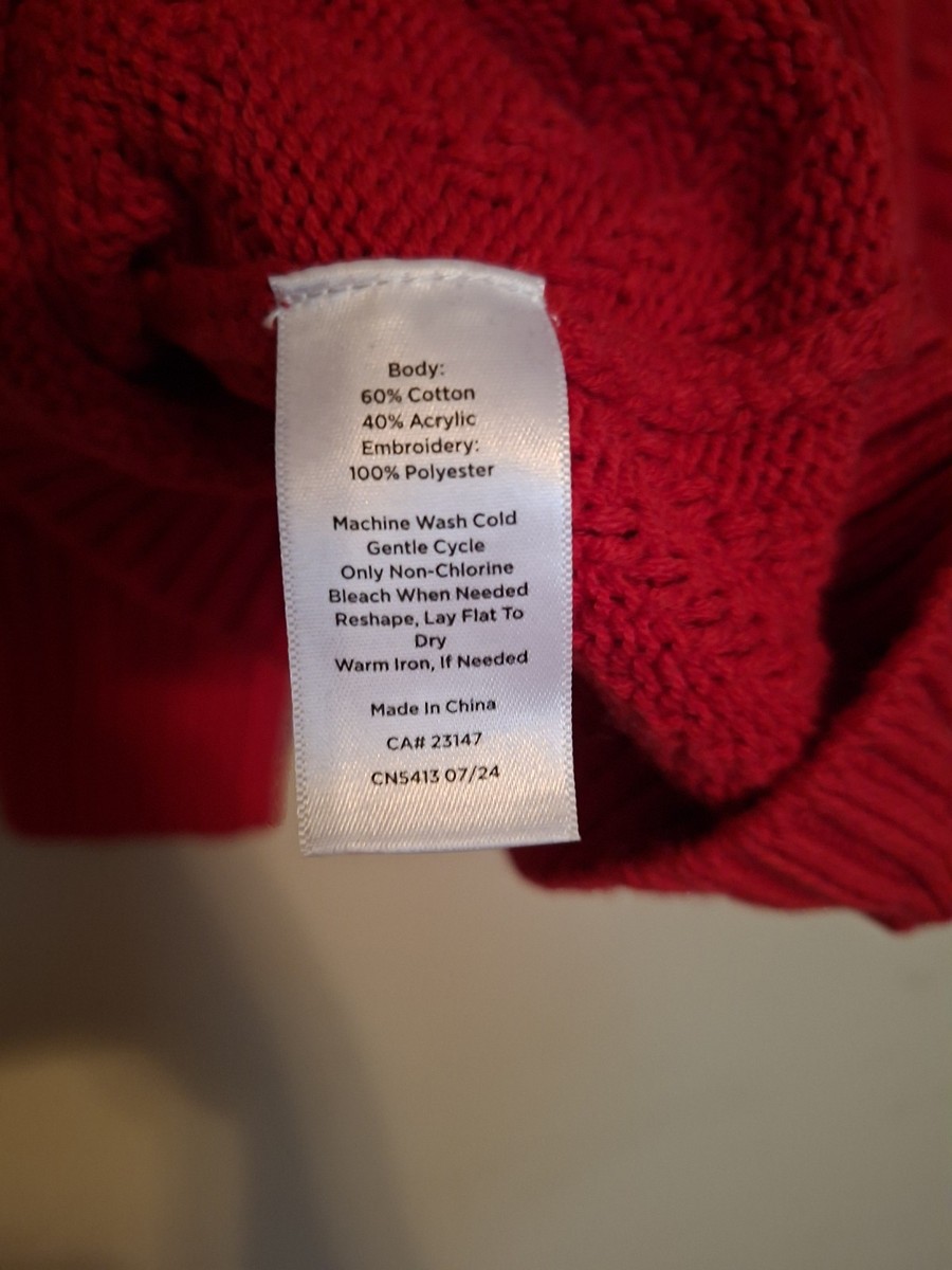 Womens Red/White Knit Button Front Cardigan Sweater Embroidered Snowflake View 5