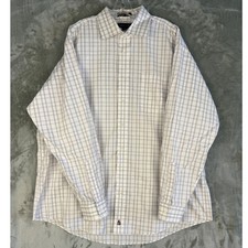 Nautica Mens Plaid Button Down Shirt Long Sleeve Sailor Logo Size 17.5 35