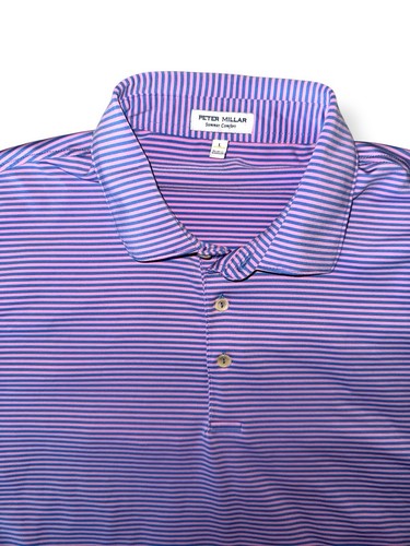 Peter Millar Crown Sport Polo Shirt Summer Comfort Striped sz L MS23EK03S - Picture 3 of 8