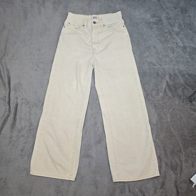 BDG Urban Outfitters High And Wide Leg Jeans Tan Beige Size 27 Cotton Denim
