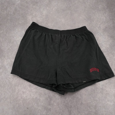 VTG SDSU Black Lightweight Cotton Twill Shorts Elastic Waistband Mens L