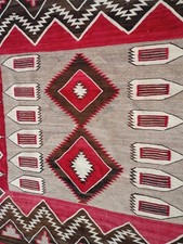 Navajo Rug Native American Indian Antique Blanket Red Mesa Weaving Tapestry 1900