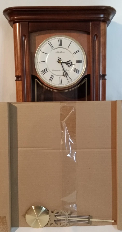 Seth Thomas Randolf WWL 7010-H Quartz Wall Clock Walnut Wood With Original Box - Image 2 of 4