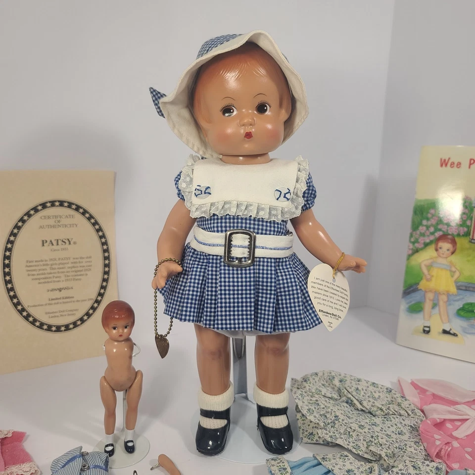 1933 REPLICA Vintage 1996 Effanbee Patsy Doll 12" Blue Gingham Clothes Mini Doll - Image 2 of 4