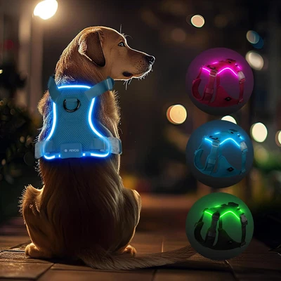 Hundegeschirr Leuchtend Für Große Hunde - LED Hundegeschirr Aufladbar Einstellba - Bild 1 von 4
