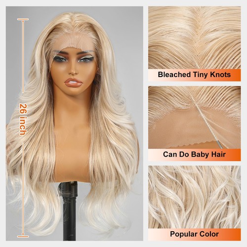 Blonde Synthetic Lace Front Wig,13x4 HD Lace Layered Wave Glueless Wigs for W... - Picture 4 of 5