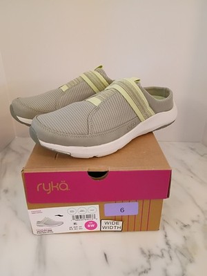 NWT Ryka Women's WIDE Engage Slip On Sneaker Mules Shoes Green Size 8W NWB 