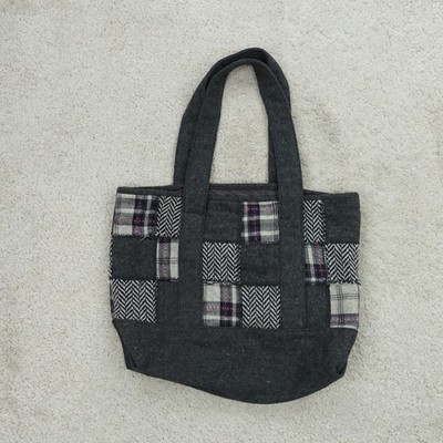 Aeropostale Damen Handtasche schwarz Flanell Patchwork Tasche Doppelgriff Beuteltasche Bag