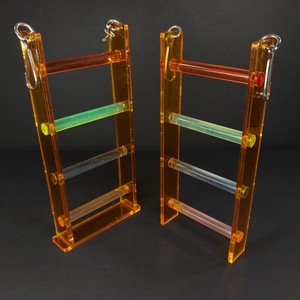 Set of 2 Hanging Bird Ladders Colorful Cage Atatchment Toys Neon Clear Plastic