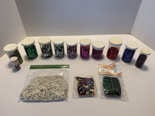 Sequins & Spangles Vintage Large Lot Of 14 Items Lee Wards White Green Blue Pink
