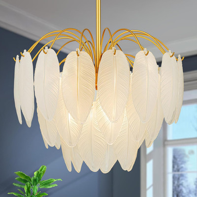 Modern 6-Light Gold Chandelier, Adjustable 3-Tier Pendant for Dining Room