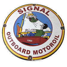 Vintage Signal Gasoline Sign - Motor Oil Dennis The Menace Gas Service Pump Sign