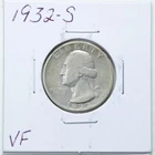 1932-S 25C Washington Silver Quarter Dollar in VF Condition #6375