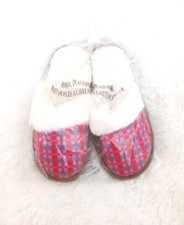 Joyful Beautiful Plaid Fur Lined Slippers Size Small / 5-6 Multicolored NEW