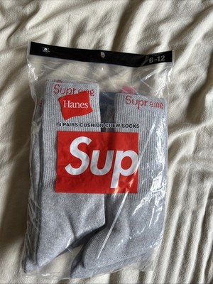 1 Paar Supreme Crew Socks Socken Grey Grau Neu
