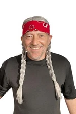HandinHandCreations Willie Braided Long Wig with Red Bandana - Country Star C...