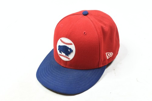 New Era Buffalo Bisons Authentic Collection Fitted Hat Mens 7 5/8 Red Blue MiLB