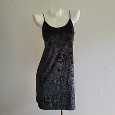 Victorias Secret Crushed Velvet Chemise Slip Dress Small Black Coquette Goth