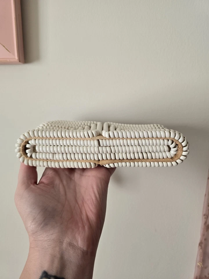 Vintage MCM 1940's Telephone Phone Cord Coil Cream White Purse Clutch HandBag - Image 2 of 4