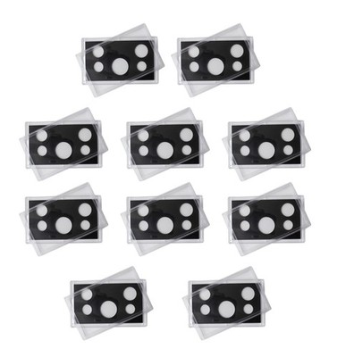 Empty Plastic Lens with Black Insert Holds 5 Coins, 10 Pack