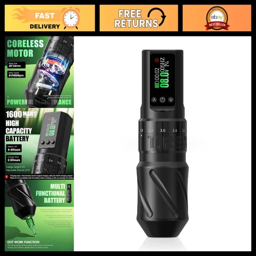 Wireless Tattoo Machine Pen - Adjustable Stroke, 1600mAh Coreless Motor, LED Dis - product listing photo