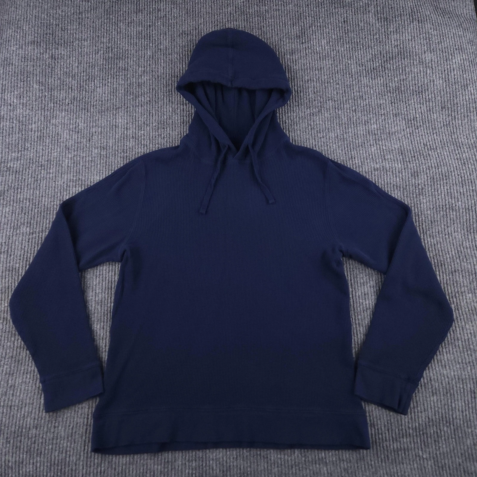 Everlane Hoodie Mens XL Navy Blue Waffle Knit Thermal Pullover Sweatshirt Cotton