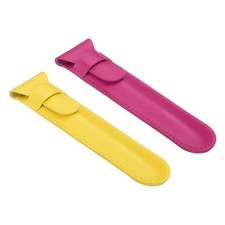 2 Pcs Leather Pen Pouch, Flip Single Pen Case Holder, Rose/Yellow