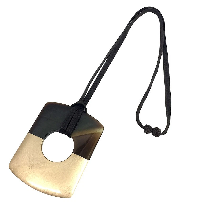 HERMÈS Collana Hermes corno di bufalo ciondolo Darva oro marrone accessori usati Aq8665