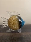Vintage Murano Style Art Glass Fish Figurine Amber Blue Hand Blown MCM
