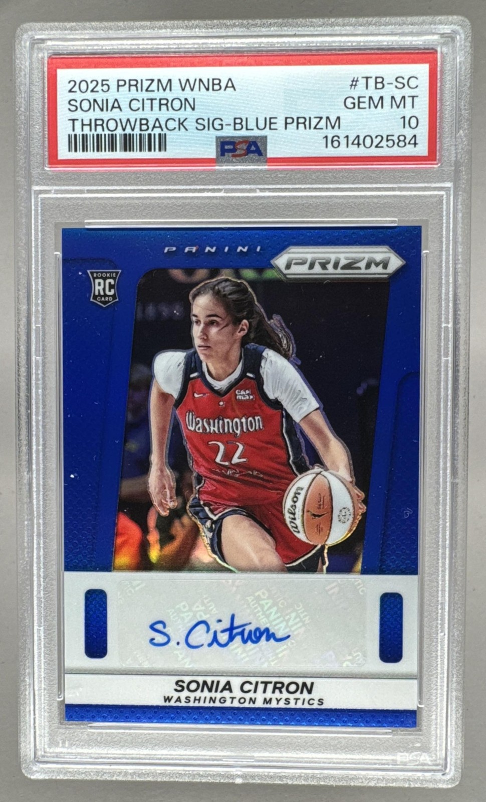 2584 Sonia Citron 2025 Panini WNBA Prizm #TB-SC Blue Throwback Auto /75 PSA 10