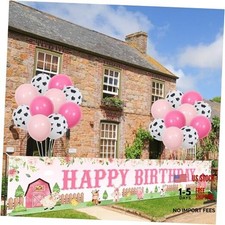 Pink Farm Animal Birthday Decorations - Girl's Barnyard Theme Birthday Party