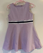 Janie and Jack Chic Blooms Scalloped Ponte Dress Girls Lilac Sleeveless Size 3