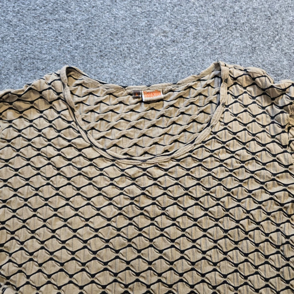 Топ Tianello женский размер большой бежевый собранная текстура Lagenlook туника повседневный - Изображение 2 из 4