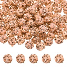 50pcs 8mm Champagne Rhinestone Polymer Fancy Beads for DIY Jewelry Making