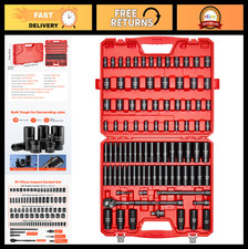 91-piece 12 Drive Impact Socket Set - Sae Metric Deepshallow 6 Point Rat