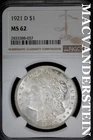 1921-D Morgan Dollar- Silver- NGC MS62 Lustrous- No Reserve #SLA656