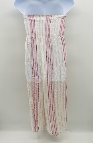 Raviya Womens Medium Smocked-Top Jumpsuit Swimsuit Cover-Up in Pink White $58 - Picture 5 of 9