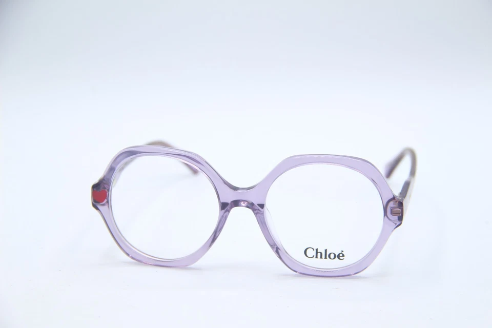 NEW CHLOE CC 0012O 002 CLEAR PURPLE GOLD AUTHENTIC FRAMES EYEGLASSES 48-17 - Image 2 of 3