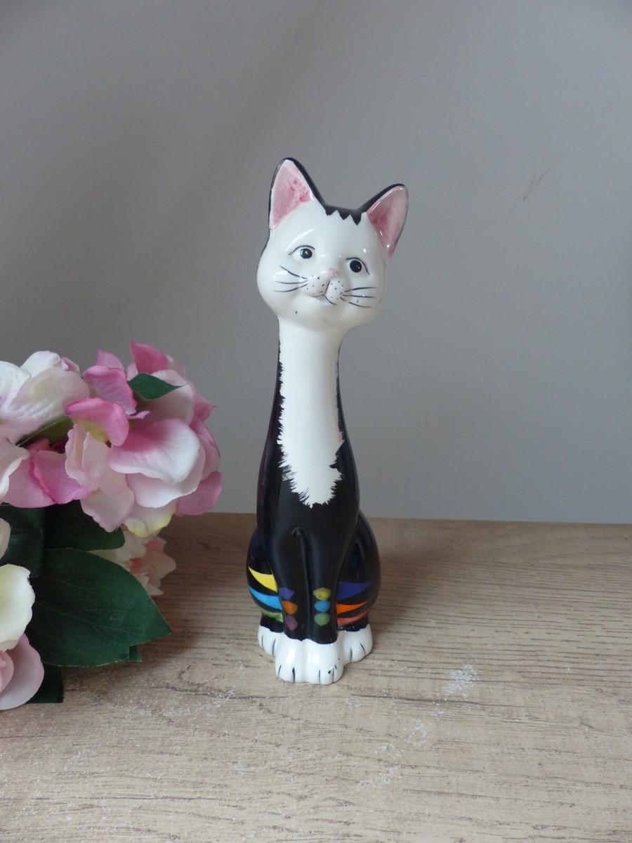 Figurine De Chat Qui S'étire Barcino – Résine Multicolore – Style Espagnol – Neuve