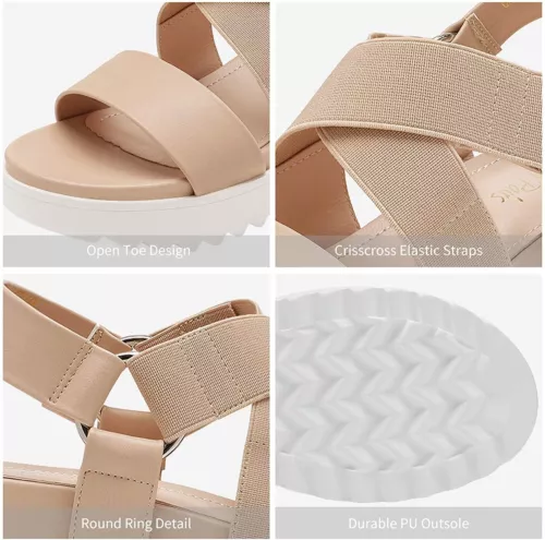 Women Open Toe Ankle Strap Summer Casual Platform Wedge Sandals US size 5-11 - Picture 14 of 24