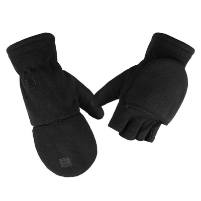 Pair Man Women Winter Gloves Convertible Fleece Mittens Thick Knitted Kid