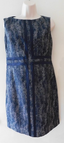 Suzi Chin for Maggie Boutique marineblau Seide Tweed Etuikleid Größe 8 - Bild 1 von 9
