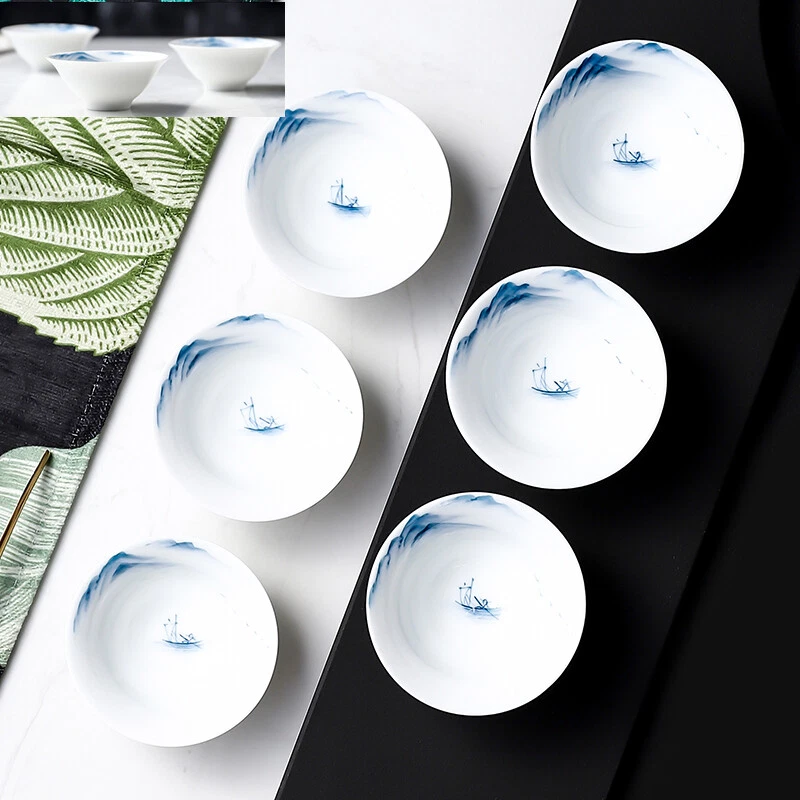 Taza de té de porcelana pintada a mano Jingdezhen artesanal taza de té chino de kungfu tazas de té Foto 2 de 4